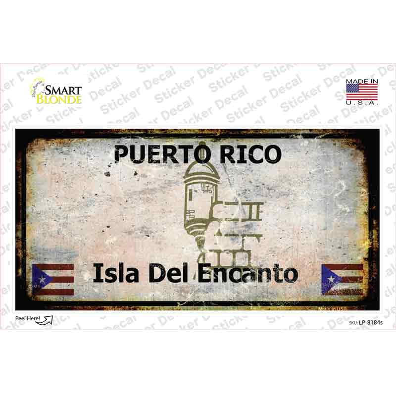 Puerto Rico Rusty Novelty Sticker Decal Small