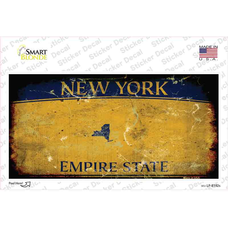 New York State Rusty Background Novelty Sticker Decal Small