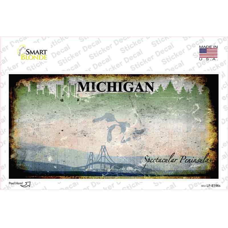 Michigan State Rusty Background Novelty Sticker Decal Small