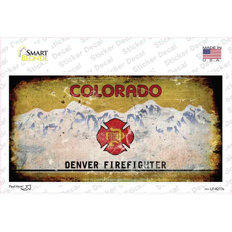 Denver Firefighter Rusty Novelty Sticker Decal Small