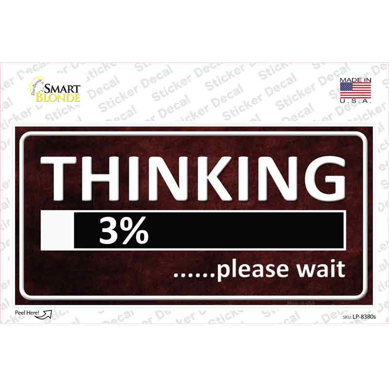 Thinking Please Wait Novelty Sticker Decal