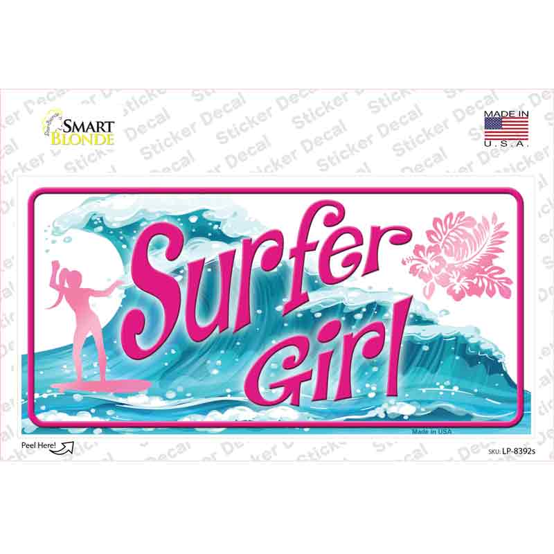 Surfer Girl Novelty Sticker Decal Small