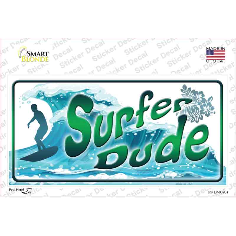 Surfer Dude Novelty Sticker Decal Small