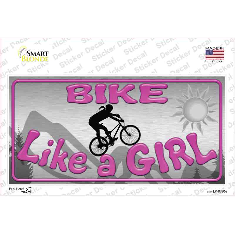 Bike Like A Girl Pink Novelty Sticker Decal Small