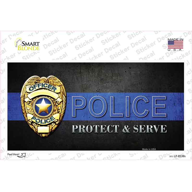 Police Badge Thin Blue Line Novelty Sticker Decal Small