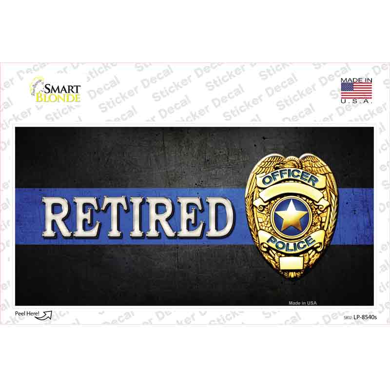 Retired Police Thin Blue Line Novelty Sticker Decal Small