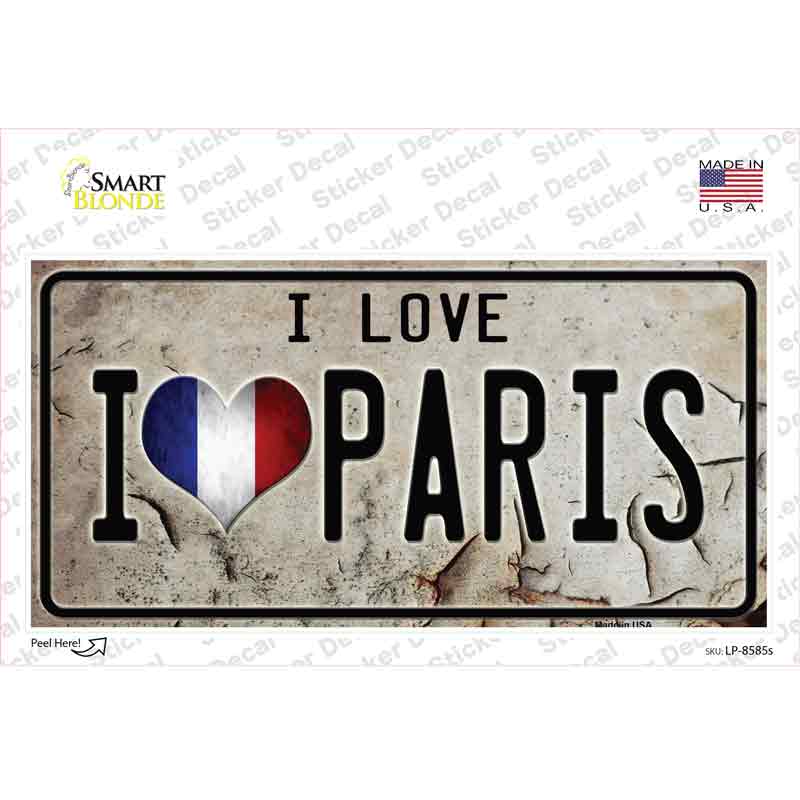 I Love Paris Novelty Sticker Decal
