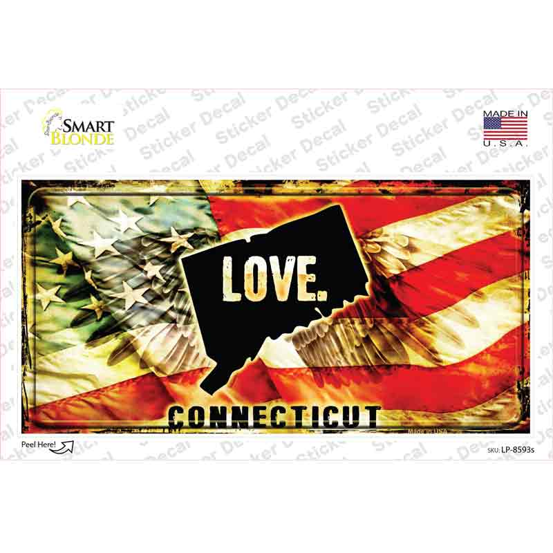 Connecticut Love Novelty Sticker Decal Small