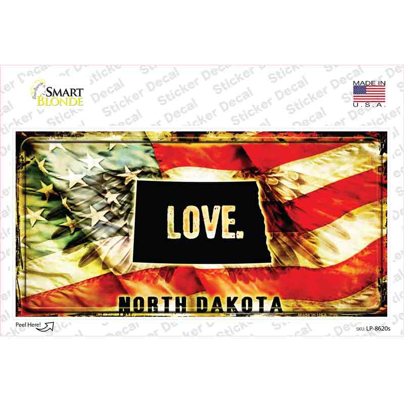 North Dakota Love Novelty Sticker Decal Small