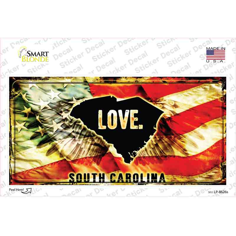 South Carolina Love Novelty Sticker Decal Small