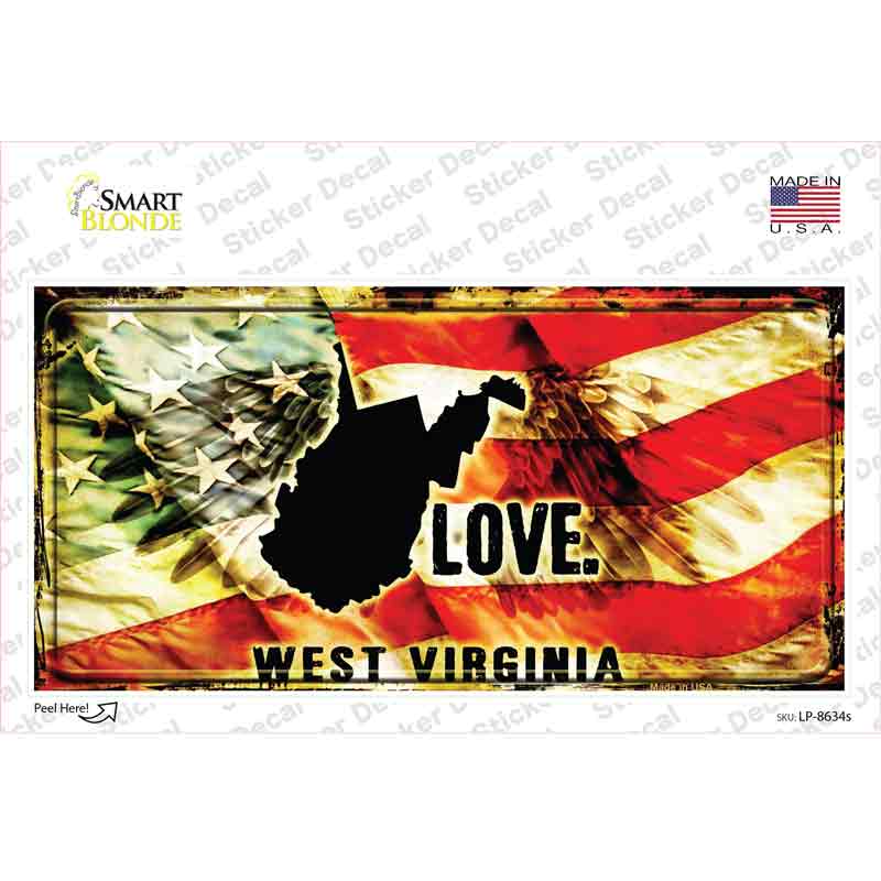 West Virginia Love Novelty Sticker Decal Small