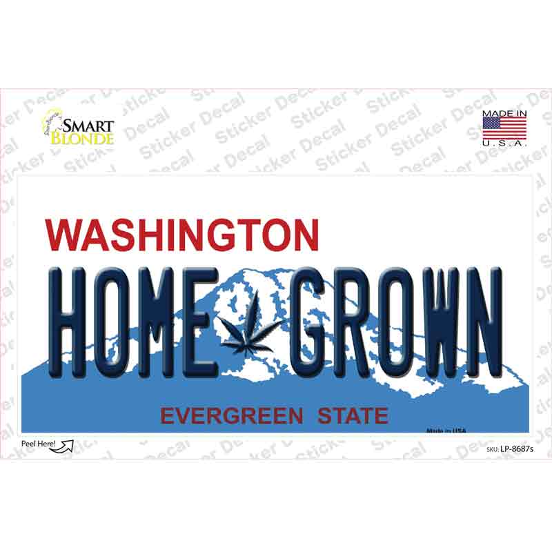 Home Grown Washington Novelty Sticker Decal Small