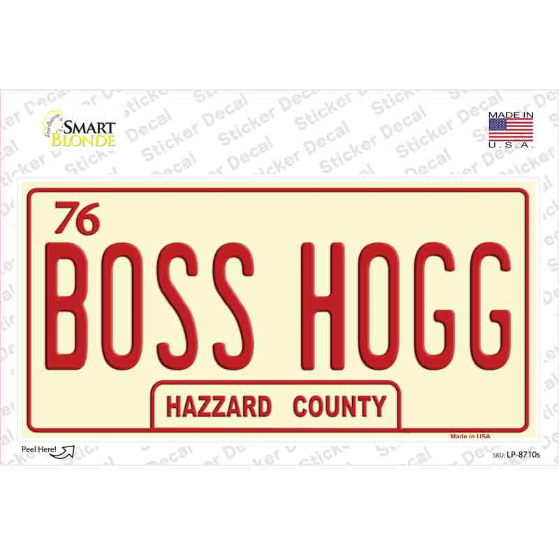 Boss Hogg Hazzard County Novelty Sticker Decal Small