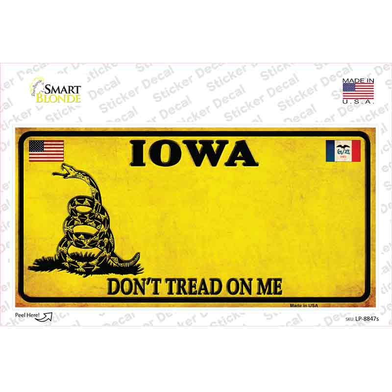 Iowa Dont Tread On Me Novelty Sticker Decal Small