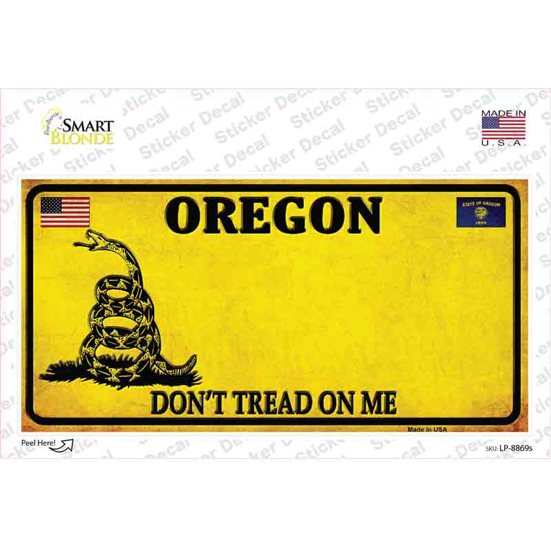 Oregon Dont Tread On Me Novelty Sticker Decal