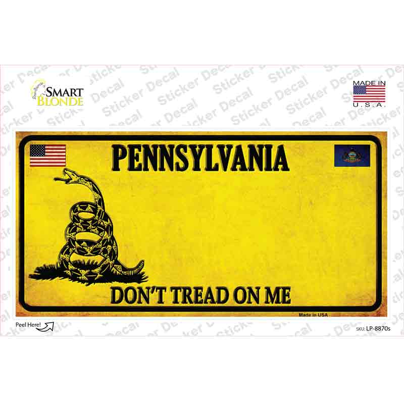 Pennsylvania Dont Tread On Me Novelty Sticker Decal Small