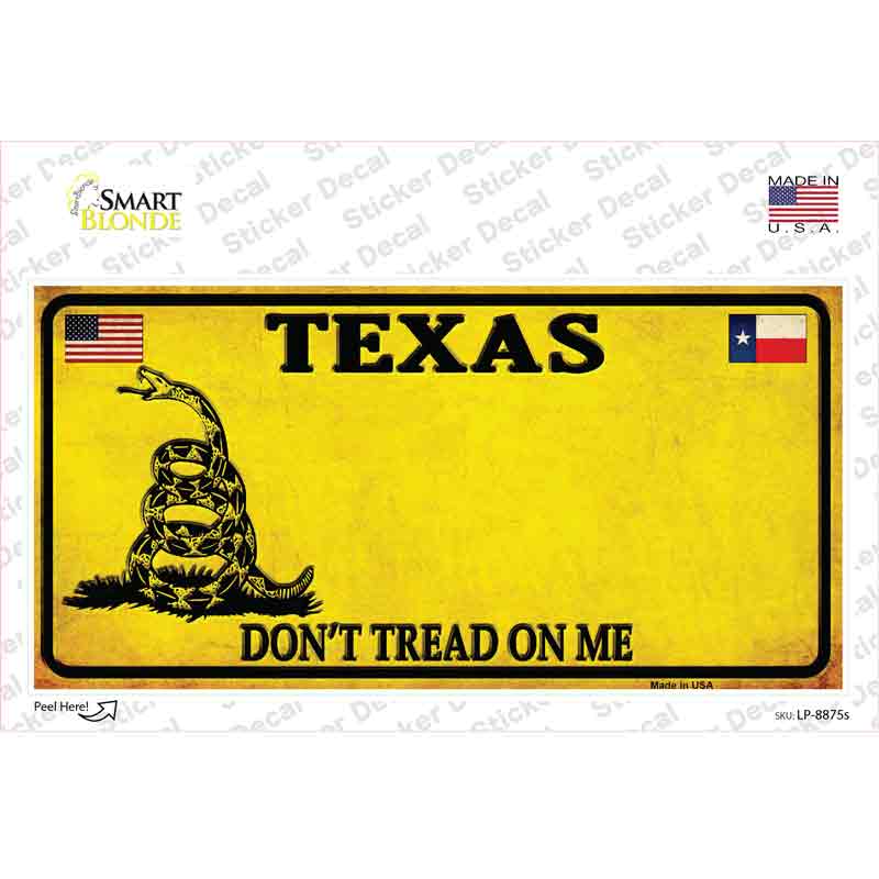 Texas Dont Tread On Me Novelty Sticker Decal Small