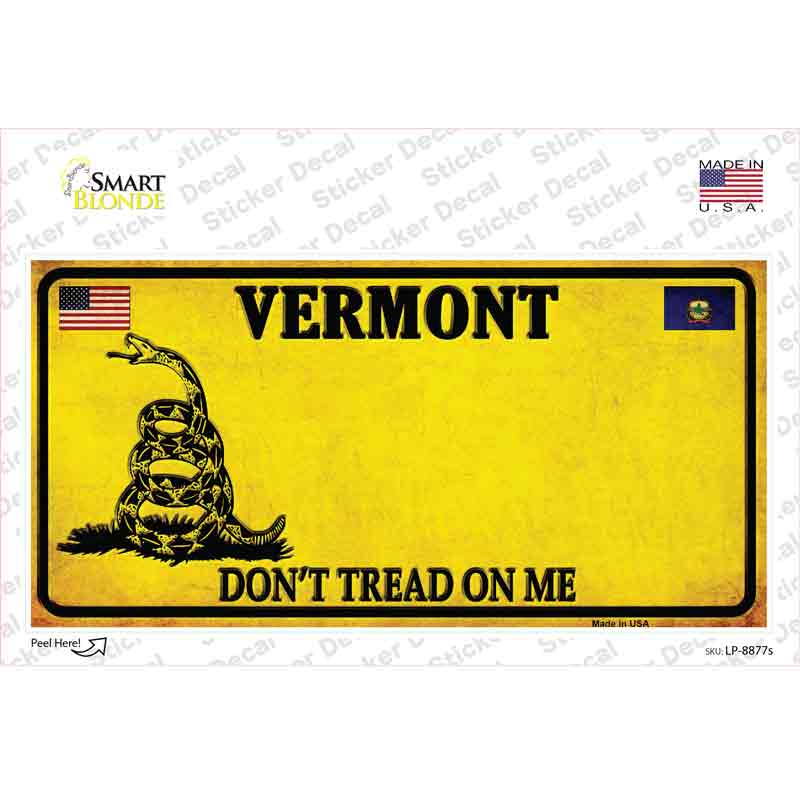 Vermont Dont Tread On Me Novelty Sticker Decal Small