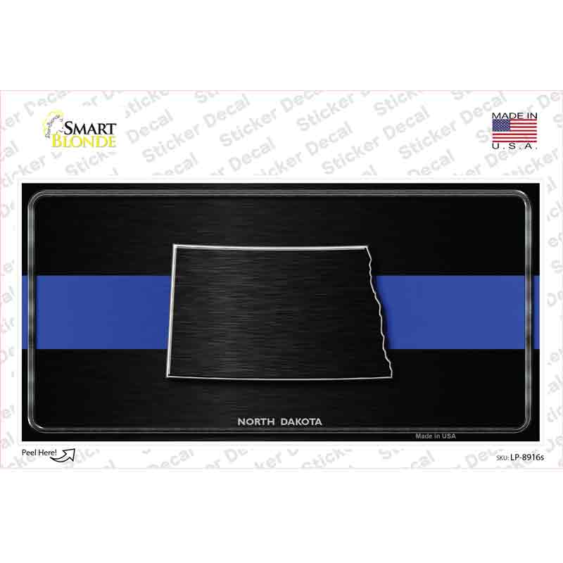 North Dakota Thin Blue Line Novelty Sticker Decal Small