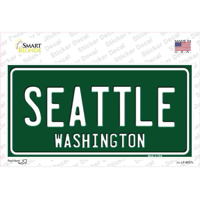 Seattle Washington Green Novelty Sticker Decal Small