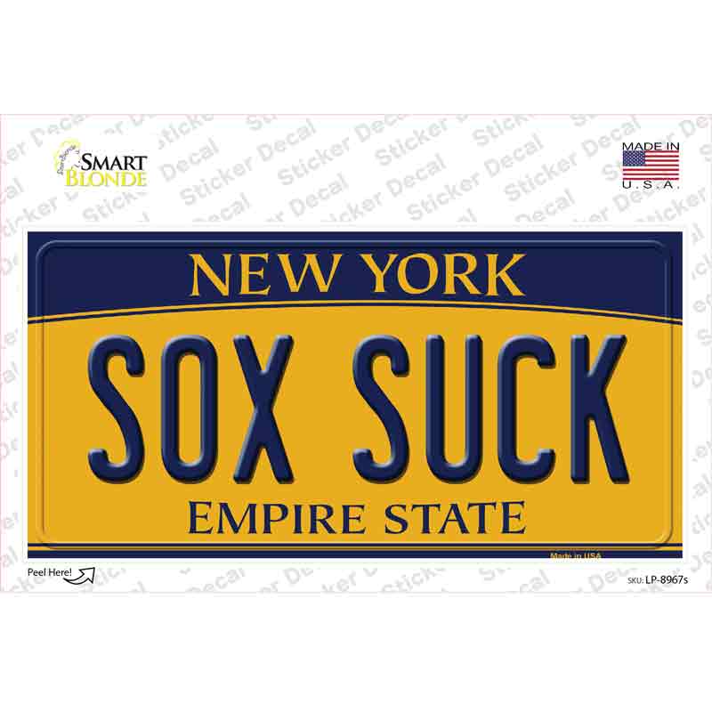 Sox Suck New York Novelty Sticker Decal Small