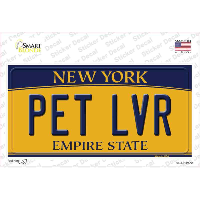 Pet Lvr New York Novelty Sticker Decal Small