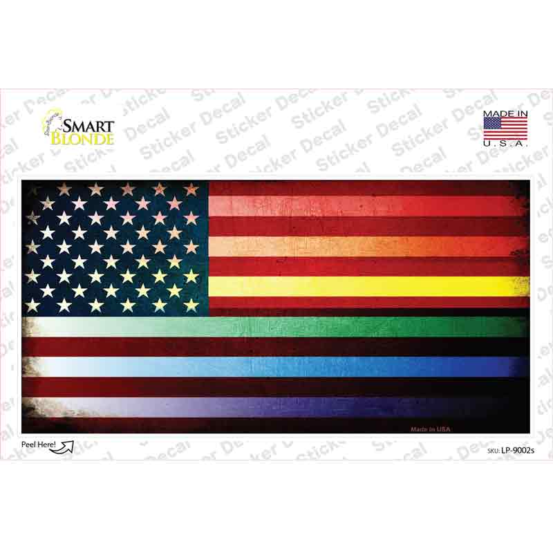 American Flag Rainbow Novelty Sticker Decal Small