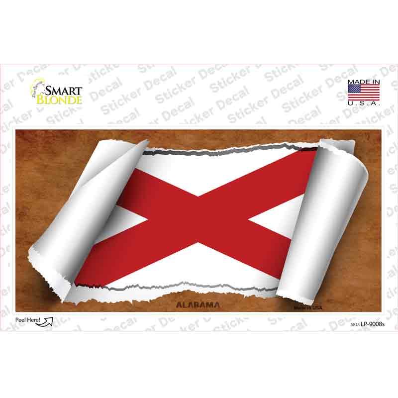 Alabama Flag Scroll Novelty Sticker Decal Small