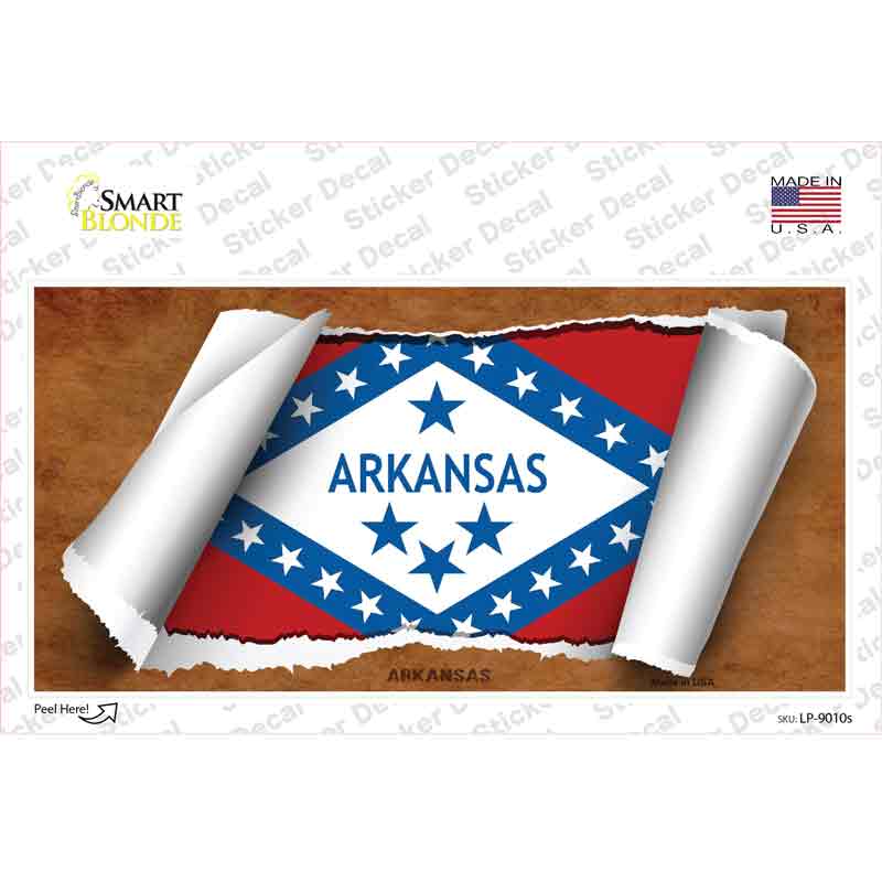 Arkansas Flag Scroll Novelty Sticker Decal Small