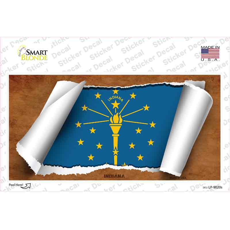 Indiana Flag Scroll Novelty Sticker Decal Small