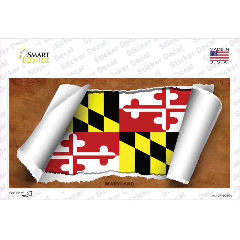 Maryland Flag Scroll Novelty Sticker Decal Small