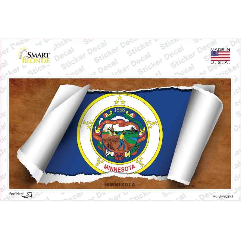 Minnesota Flag Scroll Novelty Sticker Decal Small