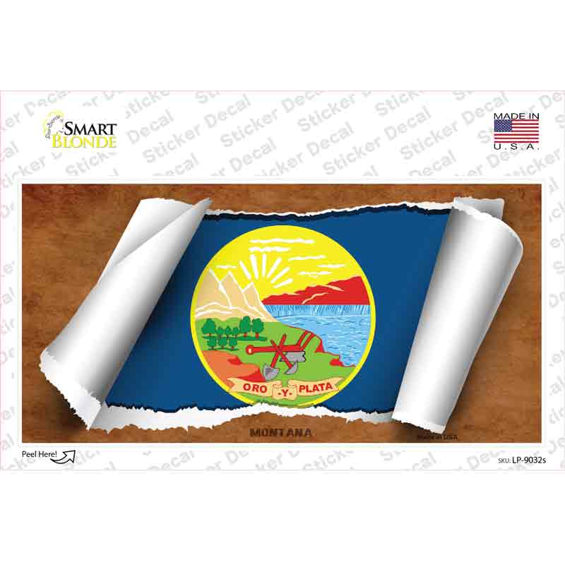 Montana Flag Scroll Novelty Sticker Decal Small