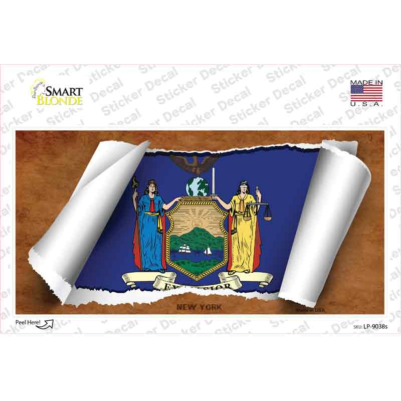 New York Flag Scroll Novelty Sticker Decal