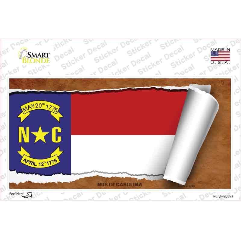 North Carolina Flag Scroll Novelty Sticker Decal Small