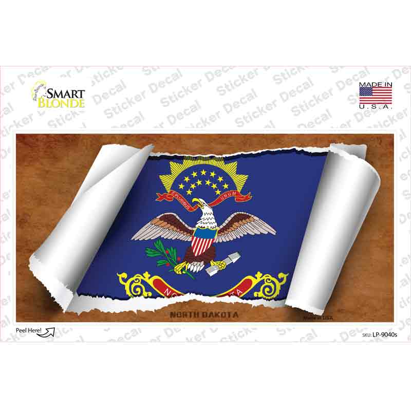 North Dakota Flag Scroll Novelty Sticker Decal Small