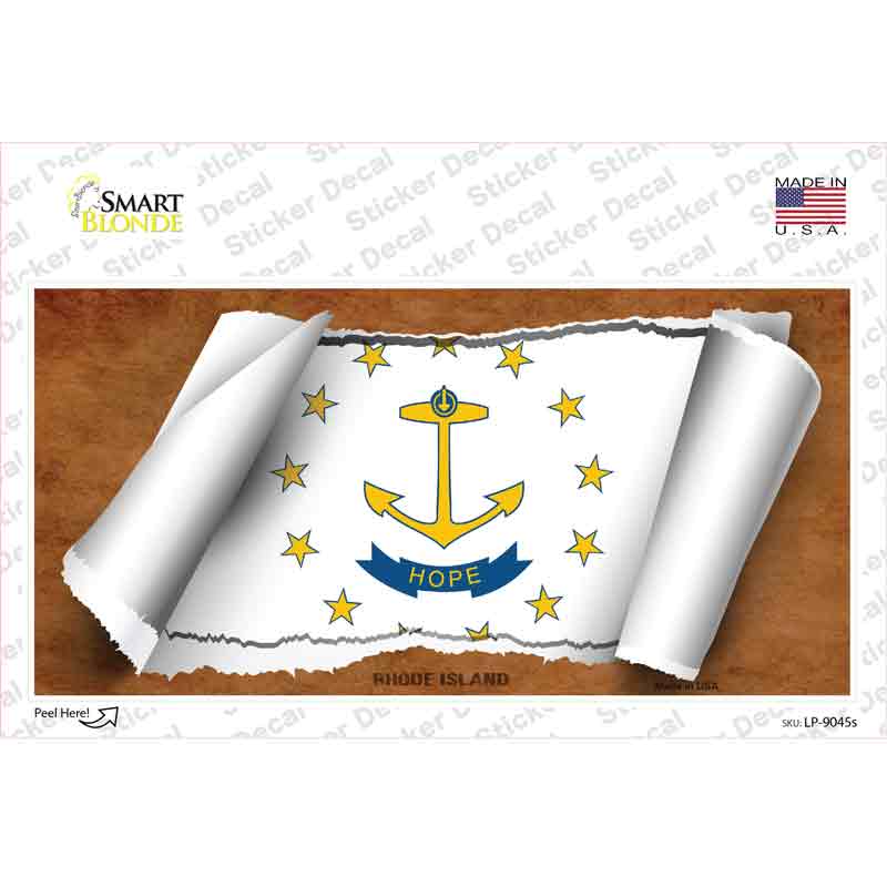 Rhode Island Flag Scroll Novelty Sticker Decal Small