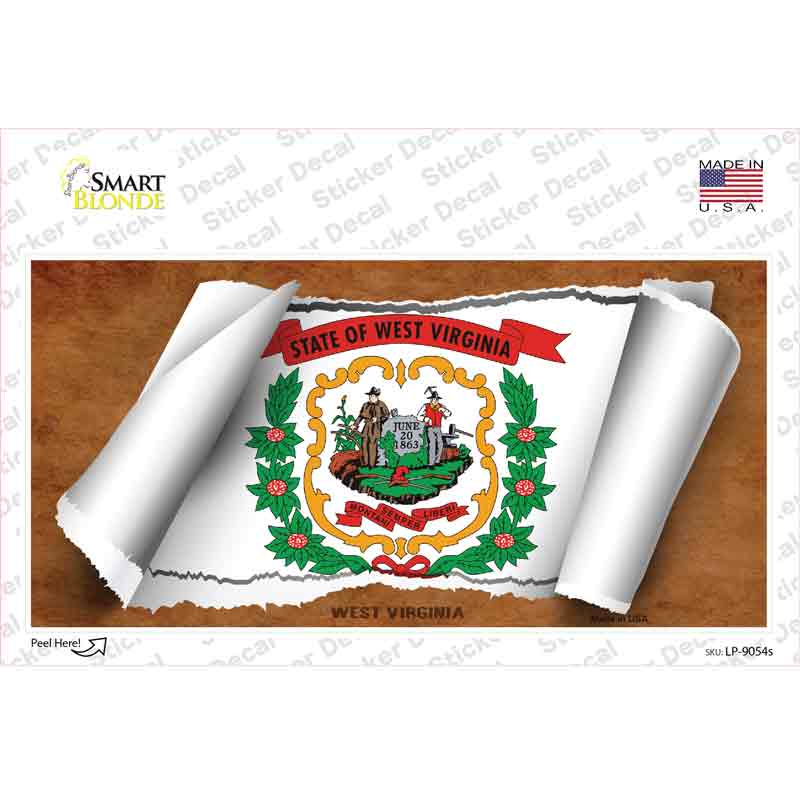 West Virginia Flag Scroll Novelty Sticker Decal Small