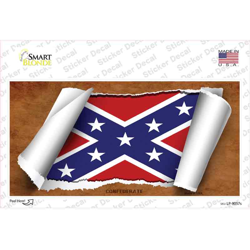 Confederate Flag Scroll Novelty Sticker Decal Small