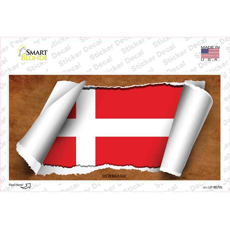 Denmark Flag Scroll Novelty Sticker Decal