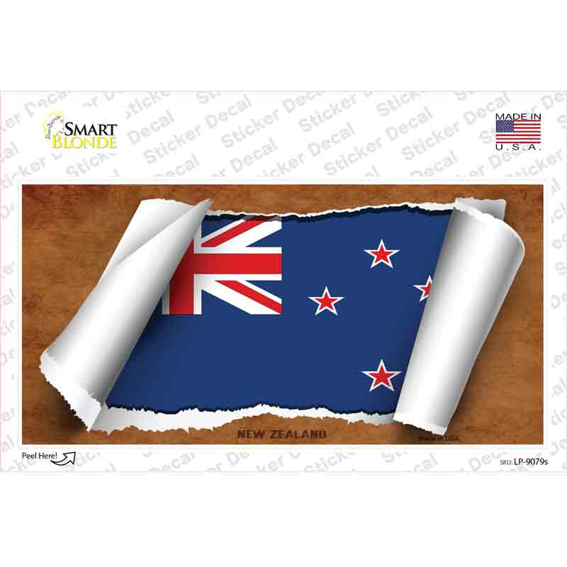 New Zealand Flag Scroll Novelty Sticker Decal