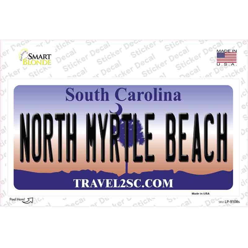 North Myrtle Beach State Background Novelty Sticker Decal Small