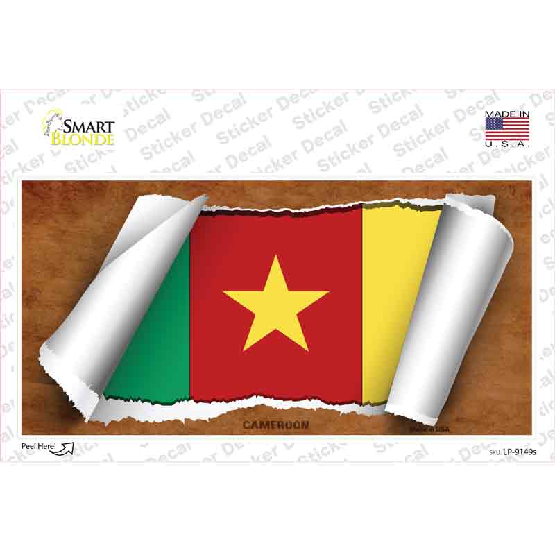 Cameroon Flag Scroll Novelty Sticker Decal