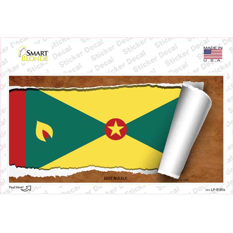 Grenada Flag Scroll Novelty Sticker Decal