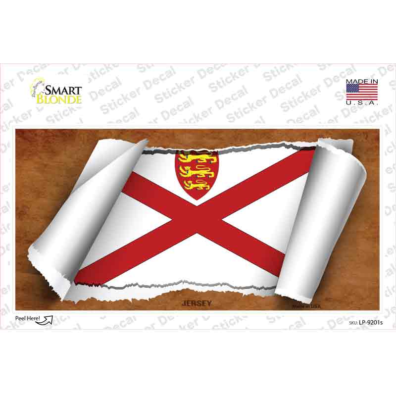 Jersey Flag Scroll Novelty Sticker Decal