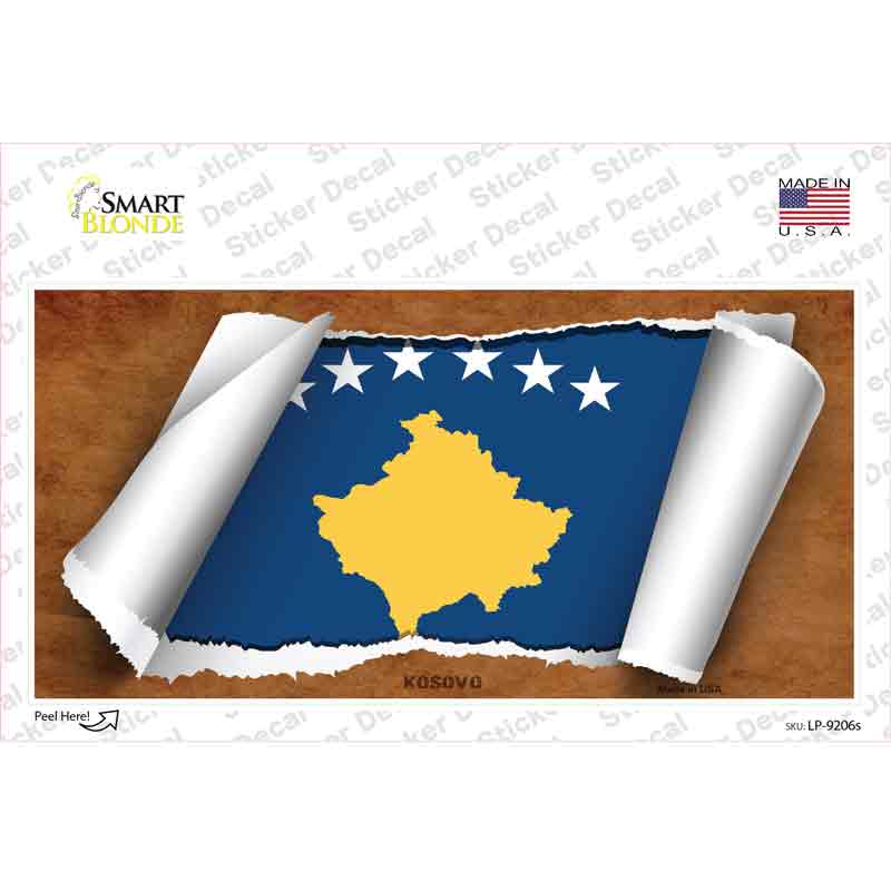 Kosovo Flag Scroll Novelty Sticker Decal