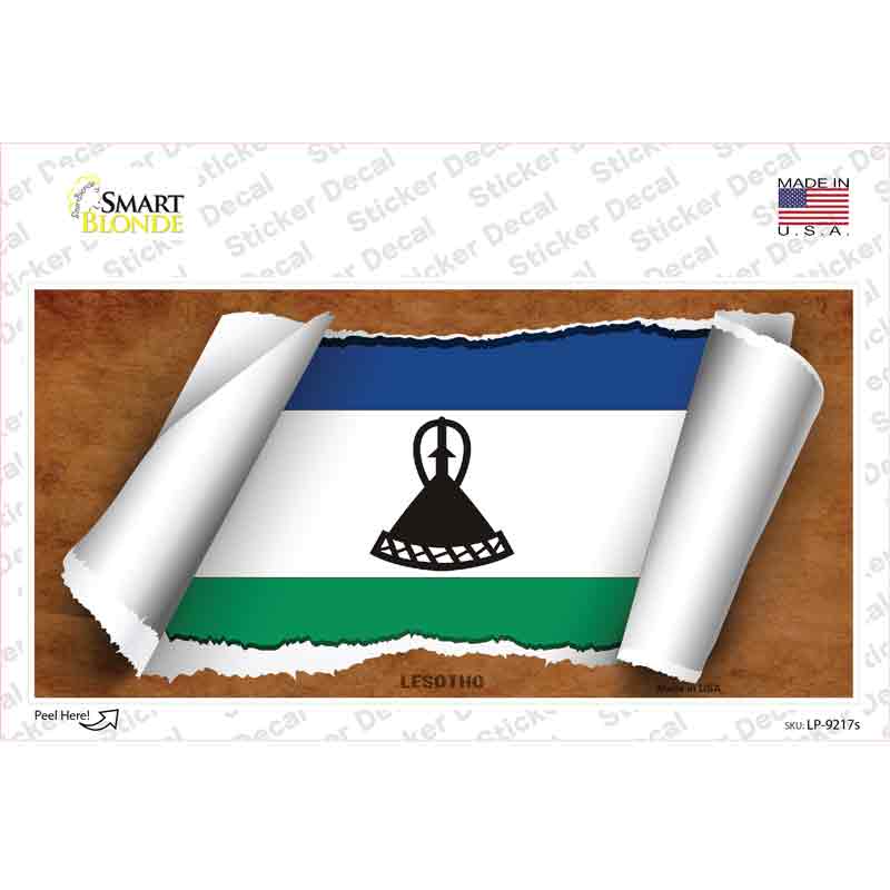 Lesotho Flag Scroll Novelty Sticker Decal