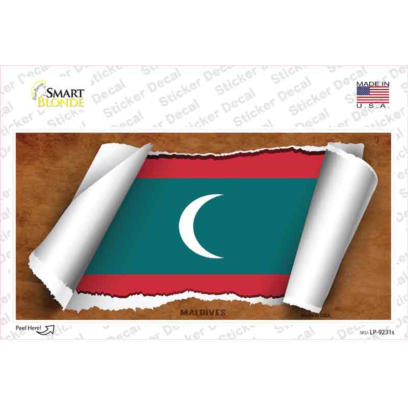 Maldives Flag Scroll Novelty Sticker Decal