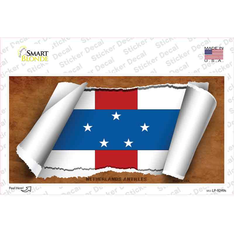 Netherlands Antilles Flag Scroll Novelty Sticker Decal