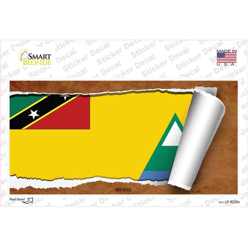 Nevis Flag Scroll Novelty Sticker Decal | Smart Blonde